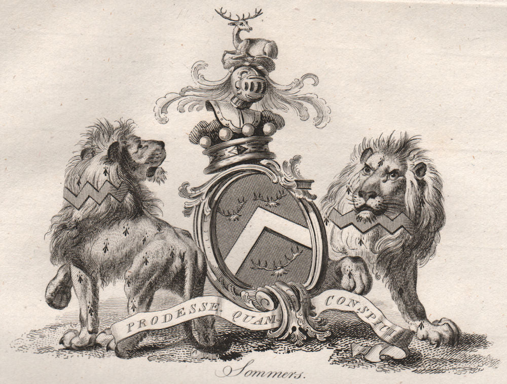 SOMMERS. Coat of Arms. Heraldry 1790 old antique vintage print picture